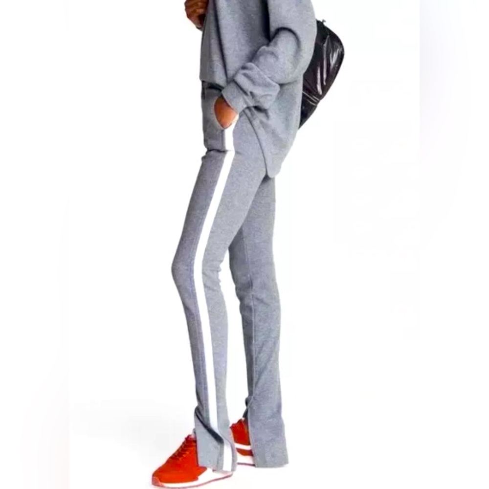 BNWT Rag and Bone Joan Slit Hem Slim Fit Jersey Track Pants, Heather Grey, Large